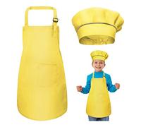 WEONE Bambini Grembiule e Cappello da Cuoco Set, Regolabile Bambino Grembiule da Cucina con 2 Tasche per Ragazze Ragazzi, Grembiuli da Chef per Cucinare Cottura Pittura Artigianato (7-13 Anni)