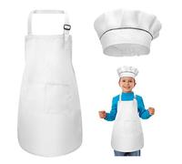 WEONE Bambini Grembiule e Cappello da Cuoco Set, Regolabile Bambino Grembiule da Cucina con 2 Tasche per Ragazze Ragazzi, Grembiuli da Chef per Cucinare Cottura Pittura Artigianato (7-13 Anni)