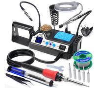 WEP 927-IV V1 Kit Saldatore a Stagno 110W con 3 Canali Preimpostati, Modalità Sleep, Lente d'Ingrandimento LED, 5 Punte per Saldatura Extra, 2 Mani Ausiliari, Solder Wire, Pinzette (EU Plug)