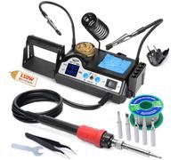 WEP 927-IV V2 Kit Saldatore a Stagno 110W con 3 Canali Preimpostati, Modalità Sleep, 5 Punte per Saldatura Extra, Pulitore per Punte, 2 Mani Ausiliari, Solder Wire, Pinzette (EU Plug)