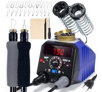 WEP 939D-VI Kit Pirografo per Legno con Doppia Penna 250-750℃ Strumento per pirografia con Selettore A/B, 2 Penne Rimovibili 20 punte pirografo -Adatto per Legno e Pelle (EU Plug)