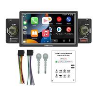 WEPARTICULAR Compatible avec Apple CarPlay Android Auto Autoradio stéréo Bluetooth 5 pouces à écran Tactile avec lien Radio FM pour iOS Android USB TF Head Unit Car MP5 Player