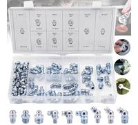 Weploda 110 Pezzi Set di Ingrassatori, Assortimenti Ingrassatori, Ferro Ingrassatori, Grasso Raccordo Assortimento M6 M8 M10, Ingrassatori Testine 45° 90° 180°, con Scatola Portaoggetti
