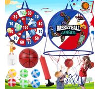Weploda 2 in 1 Mini Basket Bambino Giochi, Basket Bambini Freccette, Canestro Basket Bambini Freccette, Pieghevole Canestro Basket Bambini Freccette, con 1 Basket, 6 Palline Adesive, 1 Pompa(Blu)