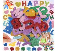 Weploda 212 pezzi Adesivi Lettere Alfabeto in Gomma Schiuma Glitter, Sticker Lettere Bambini Glitterati, Autoadesivi Colorati per Scrapbook Decorazione Fai Te Creazioni Biglietti (7 Colorati)