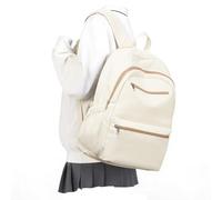 WEPOET Zaino leggero per la scuola secondaria per donne e uomini, carino zaino da scuola per adolescenti, ragazzi ragazze, zaino casual impermeabile con tasche multiple, Beige, 18.1" x 11.8" x 5.1