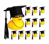 Weppduk Anatre di gomma per laurea - 12 anatre di laurea portatili | anatre per cruscotto auto | Cappello da laurea con cappello da laurea e occhiali per decorazione di laurea in classe