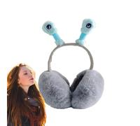 Weppduk Divertenti paraorecchie per adulti, copertura protettiva per orecchie con tentacoli luminosi, accessori per foto in morbido peluche, accessori per il freddo per viaggi e pendolari, grigio