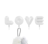 Weppduk Ganci da muro adesivi,Ganci da muro adesivi, Gancio per lettere D'AMORE, Ganci per borse da 4 pezzi Ganci per asciugamani appiccicosi resistenti all'acqua Appendiabiti decorativo per bagno per