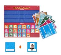 Weppduk Grafico tascabile per presenze, 72 carte, grafico tascabile per la gestione della classe per forniture prescolari, Who is here
