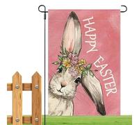 Weqizuerqi Bandiera pasquale, gatto con orecchie da coniglio, bandiere stagionali per esterni, 45 x 30 cm, cartello decorativo per Pasqua felice, striscione su entrambi i lati con animali dei cartoni