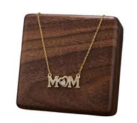 Weqizuerqi Collana da donna con ciondolo a forma di cuore con scritta "Mom", con pietre preziose, non si ossida, per compleanno, Refer to description, Acciaio al titanio, Unisex