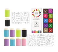 Weqizuerqi Kit per imbrattare le dita, set di spugna per pittura con stencil, strumento per disegno artigianale, lavabile, kit per la creazione di biglietti