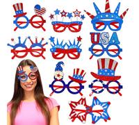 Weqizuerqi Occhiali da sole patriottici vintage alla, 9 paia di occhiali da sole per il giorno 'indipendenza, barbecue sul retro, vista sulla spiaggia, feste in piscina