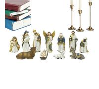 Weqizuerqi Set di statuette per presepe | Sculture religiose di nascita di Gesù in resina, sculture cattoliche cristiane per presepe ornamentali per Natale tavolo camino casa