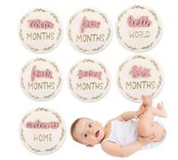 Weqizuerqi Targhe Per Annuncio Mese Del Neonato, 7 Pezzi Cartelli Fotografici 3D a Doppia Faccia per, Dischi Segna Mese Decorativi Per Decorazione Casa Parete Camera Neonato E Fotografia