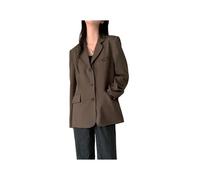 WEQYFDC Blazer Donna Elegante Abito da Donna for l'inizio della Primavera, Ampio, Lungo, con Un Bottone, Colore Cachi, Versatile, Casual, Lavoro(Brown)