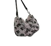 WEQYFDC Borse rosa amore sotto le ascelle Borsa a tracolla da donna in morbida peluche con motivo a cuore Borsa a tracolla pelosa a catena femminile(Gray)