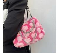WEQYFDC Borse rosa amore sotto le ascelle Borsa a tracolla da donna in morbida peluche con motivo a cuore Borsa a tracolla pelosa a catena femminile(Pink)