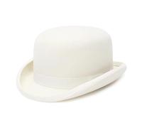 WEQYFDC Cappello a cilindro in feltro di lana for uomo donna cappello a bombetta Fedora formale cappello da mago Per Cena All'aperto Abbigliamento Casual(White,L(59cm))