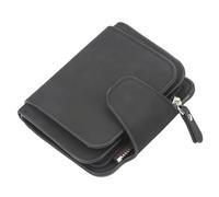WEQYFDC Portafoglio corto da donna, a tre ante, multi-carta, con cerniera, piccolo portamonete for(Black 1)