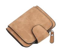 WEQYFDC Portafoglio corto da donna, a tre ante, multi-carta, con cerniera, piccolo portamonete for(Brown)