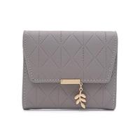 WEQYFDC Portafoglio corto da donna, piccolo, fresco, semplice, pieghevole, con ciondolo hardware, tre pieghe(Light Grey)