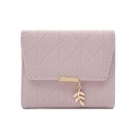 WEQYFDC Portafoglio corto da donna, piccolo, fresco, semplice, pieghevole, con ciondolo hardware, tre pieghe(Pink)