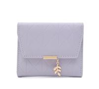 WEQYFDC Portafoglio corto da donna, piccolo, fresco, semplice, pieghevole, con ciondolo hardware, tre pieghe(Purple)