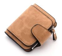 WEQYFDC Portafoglio da donna corto, grande capacità, con scomparti multi-carta, mini portafoglio for(Brown)