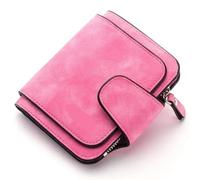 WEQYFDC Portafoglio da donna corto, grande capacità, con scomparti multi-carta, mini portafoglio for(Rose Red)