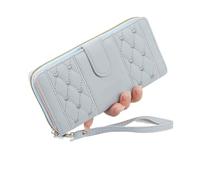 WEQYFDC Portafoglio lungo da donna, porta carte, grande capacità, con cerniera, multi-carta, telefono(Light blue)