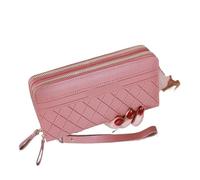 WEQYFDC Portafoglio lungo da donna, portamonete, con doppia cerniera, pochette for soldi e telefono(A-dark pink)