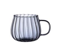 WEQYFDC Transparent Glass Cup Creative Coffee Tea Drinks Dessert Breakfast Milk Mugs Handle Drinkware Couple Gifts(Grey)