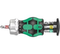 Wera 05008883001 Kraftform Kompakt Stubby Magazin RA 1, Giravite a cricchetto Stubby con caricatore di bit, 6 pezzi