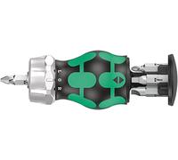 Wera 05008886001 Kraftform Kompakt Stubby Magazin RA 4, Giravite a cricchetto Stubby con caricatore di bit, 6 pezzi