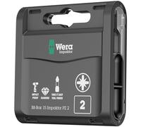 Wera 05057763001 Inserti per Adatte a Viti Pozidriv, Multicolore, 0 W, 0 V, PZ 2, Set di 15 Pezzi