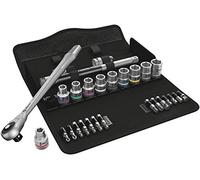 Wera, 8100 SC 10 Kit con cricchetto Zyklop Metal con passante quadro attaco da 1/2", in pollici, 28 pezzi