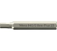 Wera 840/0 Inserti Micro Hex-Plus per viti a cava esagonale, 2.5 x 30 mm