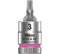 Wera, 8740 A HF Zyklop Bussole a inserto con attacco da 1/4" con ritegno vite, 3,0 x 28 mm
