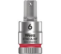 Wera, 8740 A HF Zyklop Bussole a inserto con attacco da 1/4" con ritegno vite, 6,0 x 28 mm