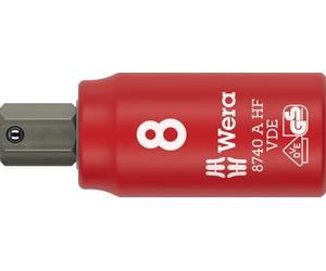 Wera 8740 A VDE HF Zyklop Bussole isolate, attacco da 1/4", con funzione di ritegno per bussole esagonali, 8 x 47 mm