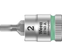 Wera, 8740 A Zyklop Bussole a inserto con attacco da 1/4" con ritegno vite, 2,0 x 28 mm