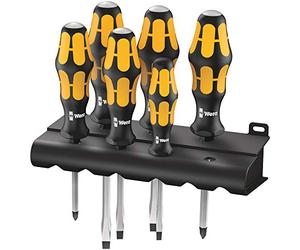 Wera, 932/6 Assortimento di giraviti Kraftform; il giravite-scalpello della Wera + rack, 6 pezzi