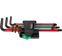 Wera, 950 SPKL/7B SM Multicolour Assortimento di chiavi a L, con magnete, metriche, BlackLaser, 7 pezzi