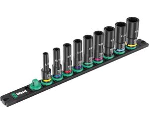 Wera 9661 Listello magnetico bussole B Impaktor Deep Imperial 1 set, 3/8", 9 pezzi