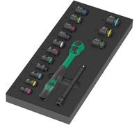 Wera 9724 Termoformato in spugna cricchetto 8010 B Zyklop Comfort Set 1, 3/8", 16 pezzi