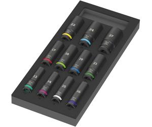 Wera 9725 Termoformato in spugna Zyklop C, 1/2", chiavi a bussola Impaktor Deep Set 1, 11 pezzi