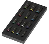 Wera 9728 Set Bussole Piane Impatto 3/8" Cricchetto 15 Pezzi Inserti Schiuma