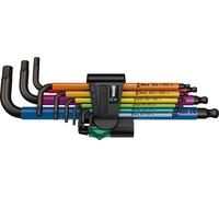 WERA - Set di chiavi maschio esagonali piegate, superficie BlackLaser Multicolour con rivestimento in plastica, Hex-Plus, Numero di giraviti: 9 9